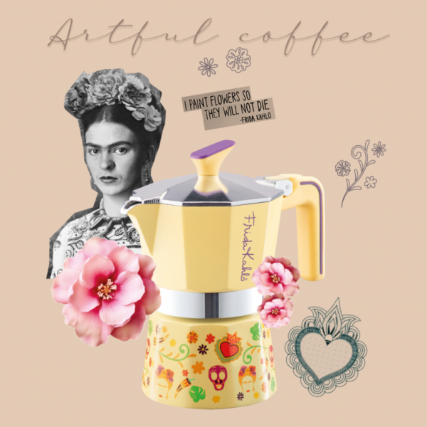 Cafetera 6 tazas, Frida Kahlo, color Amarillo